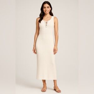 New York & Company white  Lace-Up Maxi Dress